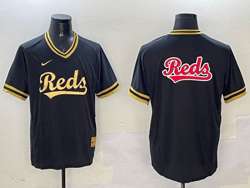 Men Cincinnati Reds Blank Black Gold Game 2025 Nike MLB Jersey style 4
